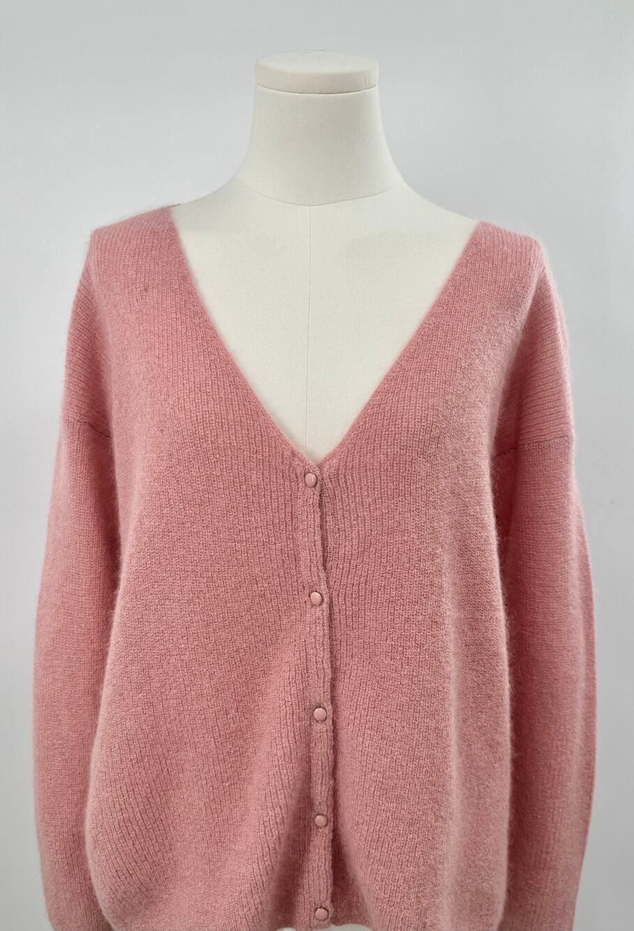 Sezane Pink Barry Reversible Cardigan Mohair Alpaca V-Neck Sweater S